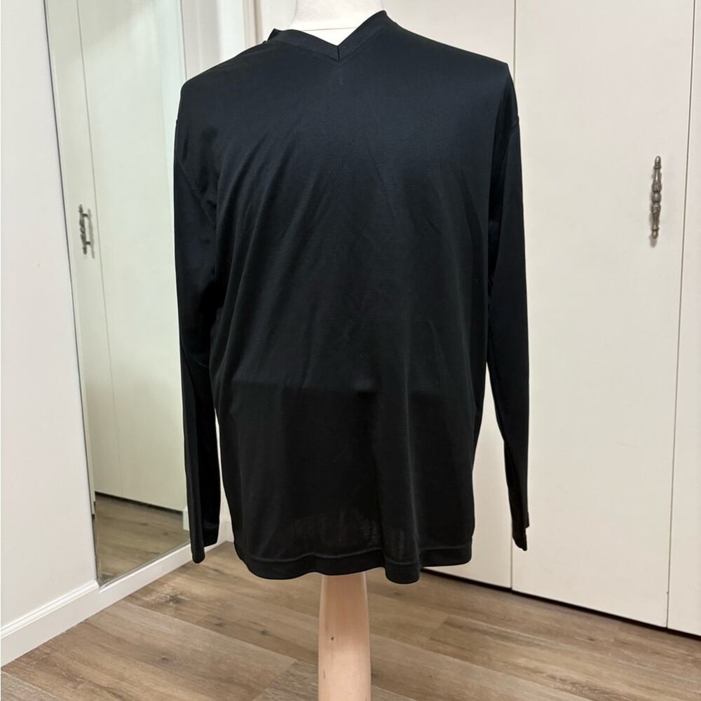 Michael Brandon Black Men's V-Neck Long Sleeve Shirt Medium